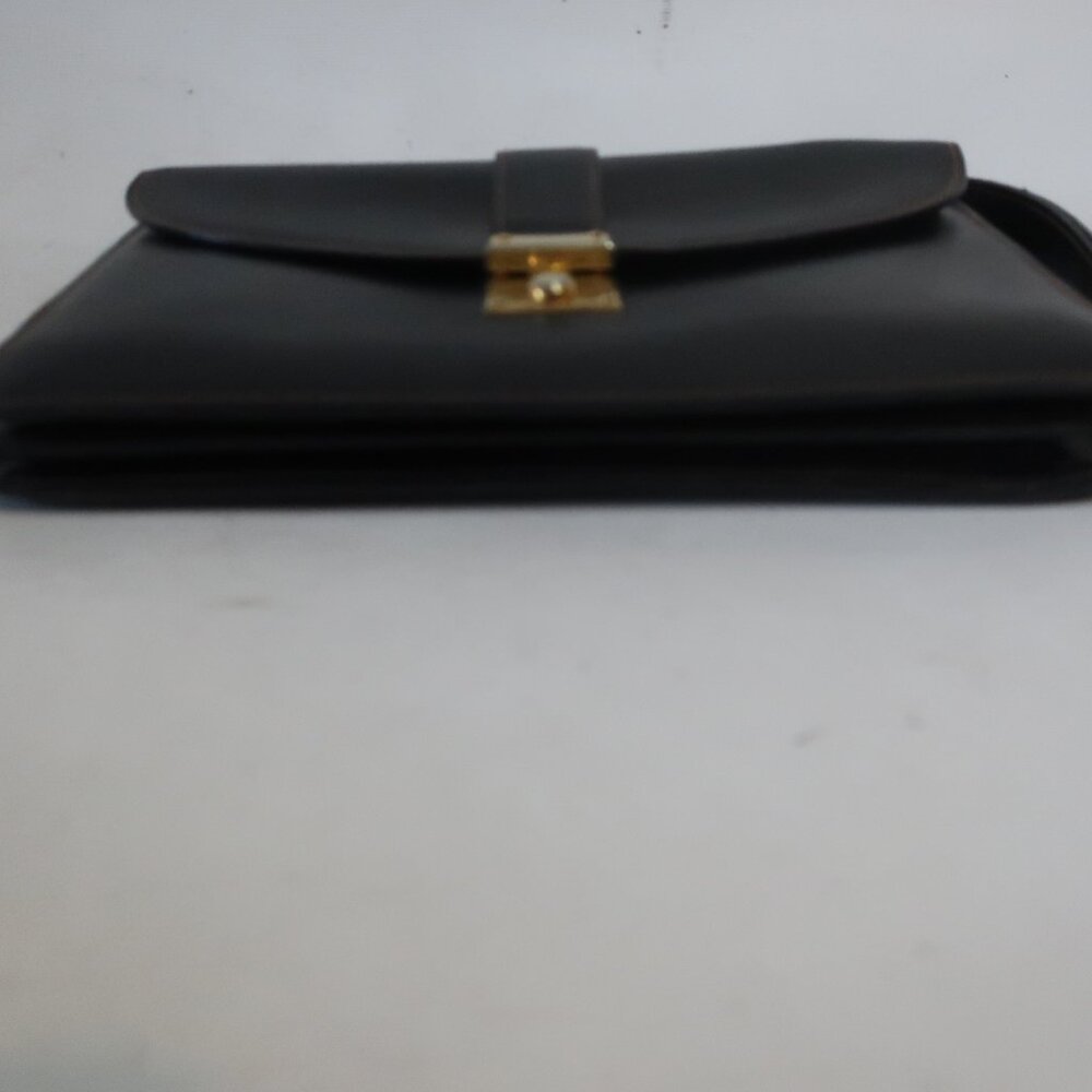 Womens Vintage Lederer Black Leather Clutch Bag - Picture 10 of 12